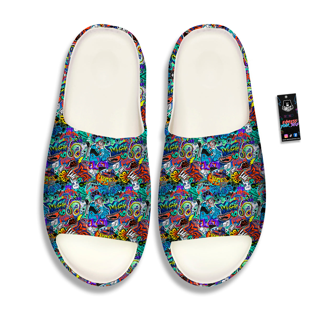 Music Abstract Print Pattern Sandals-grizzshop