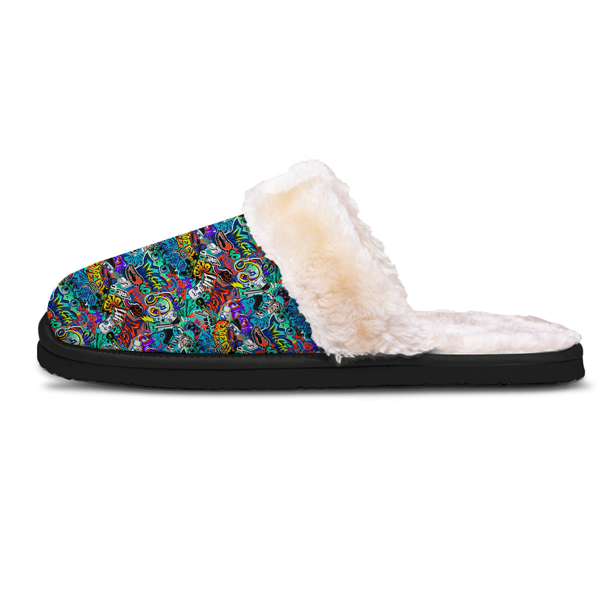 Music Abstract Print Pattern Slippers-grizzshop