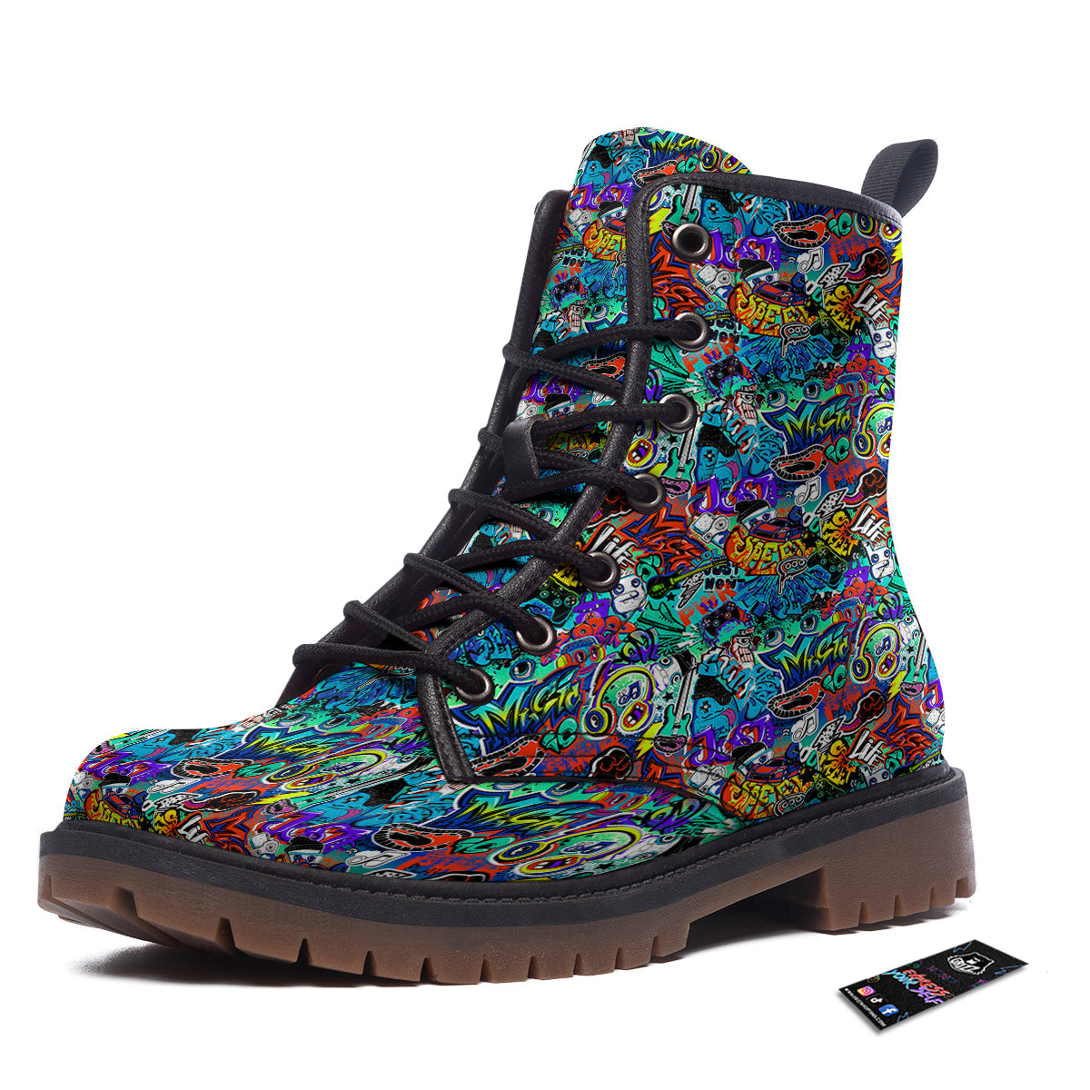 Music Abstract Print Pattern Work Boots-grizzshop