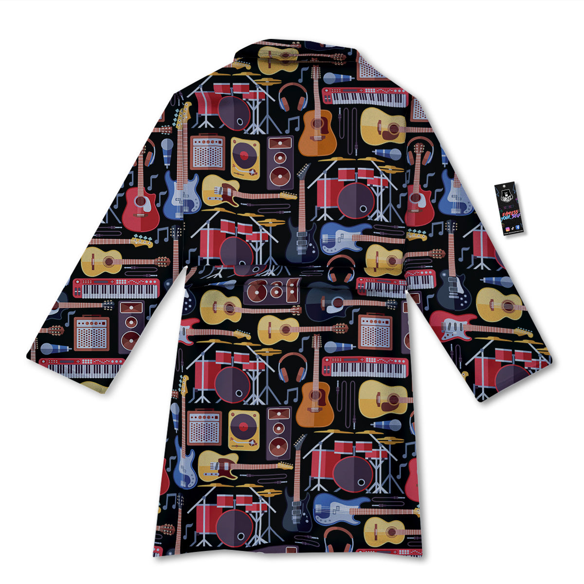 Music Instruments Print Pattern Bathrobe-grizzshop