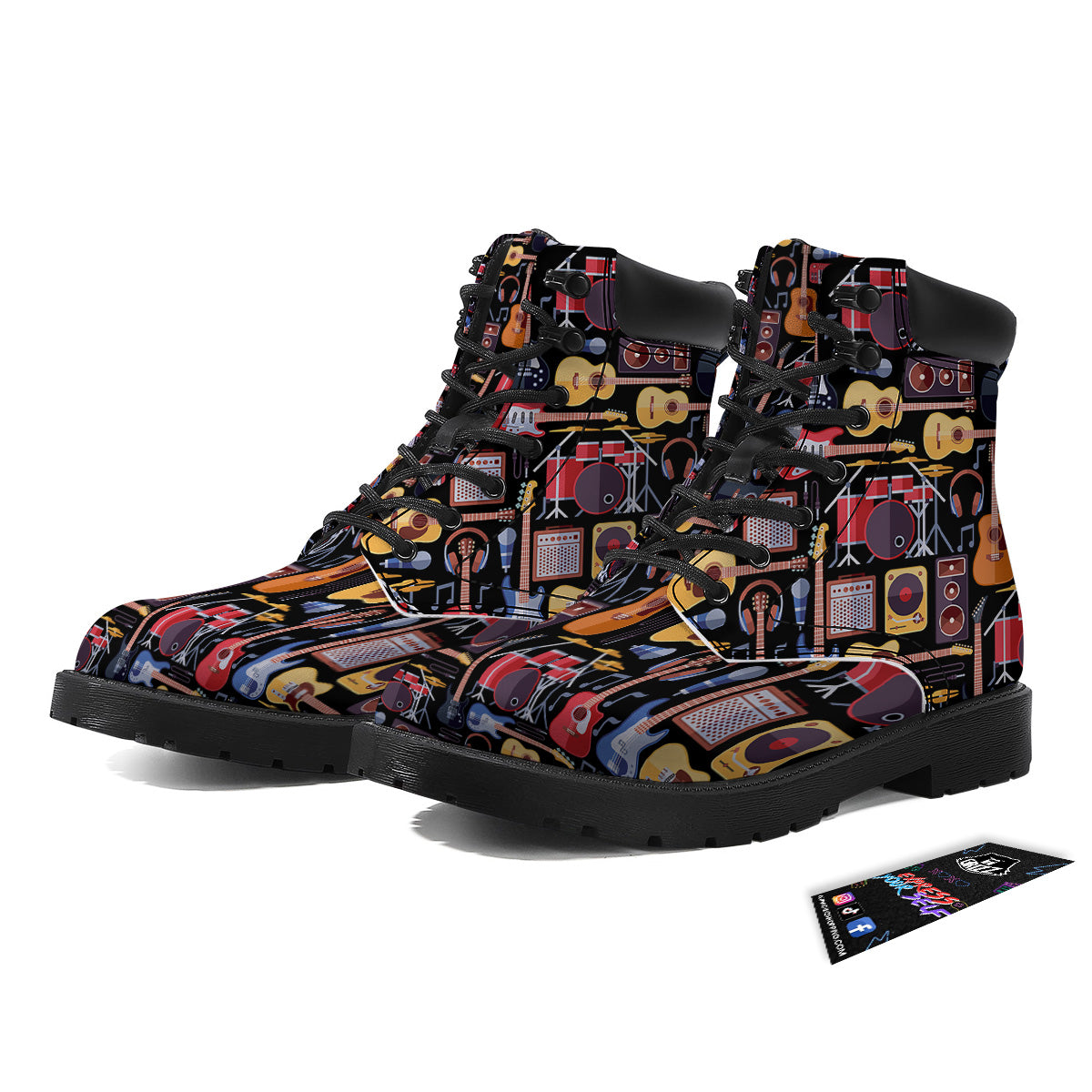 Music Instruments Print Pattern Boots-grizzshop