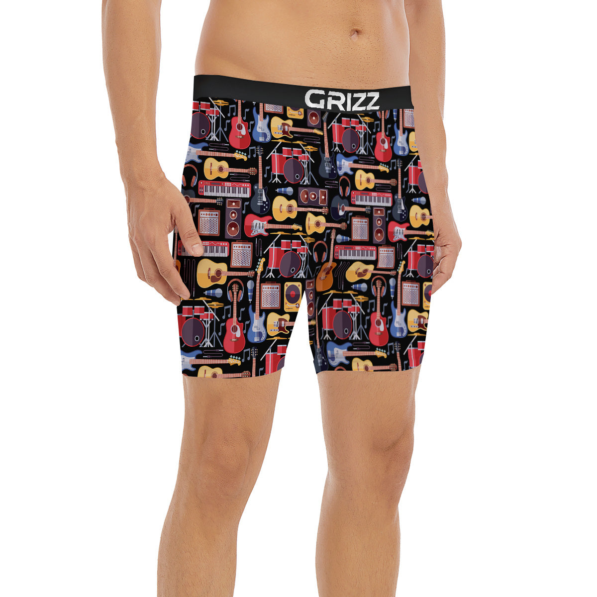 Music Instruments Print Pattern Boxer Briefs-grizzshop