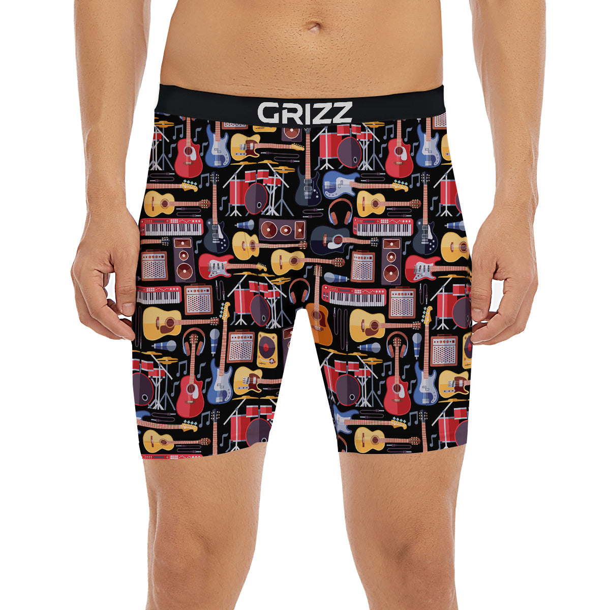 Music Instruments Print Pattern Boxer Briefs-grizzshop