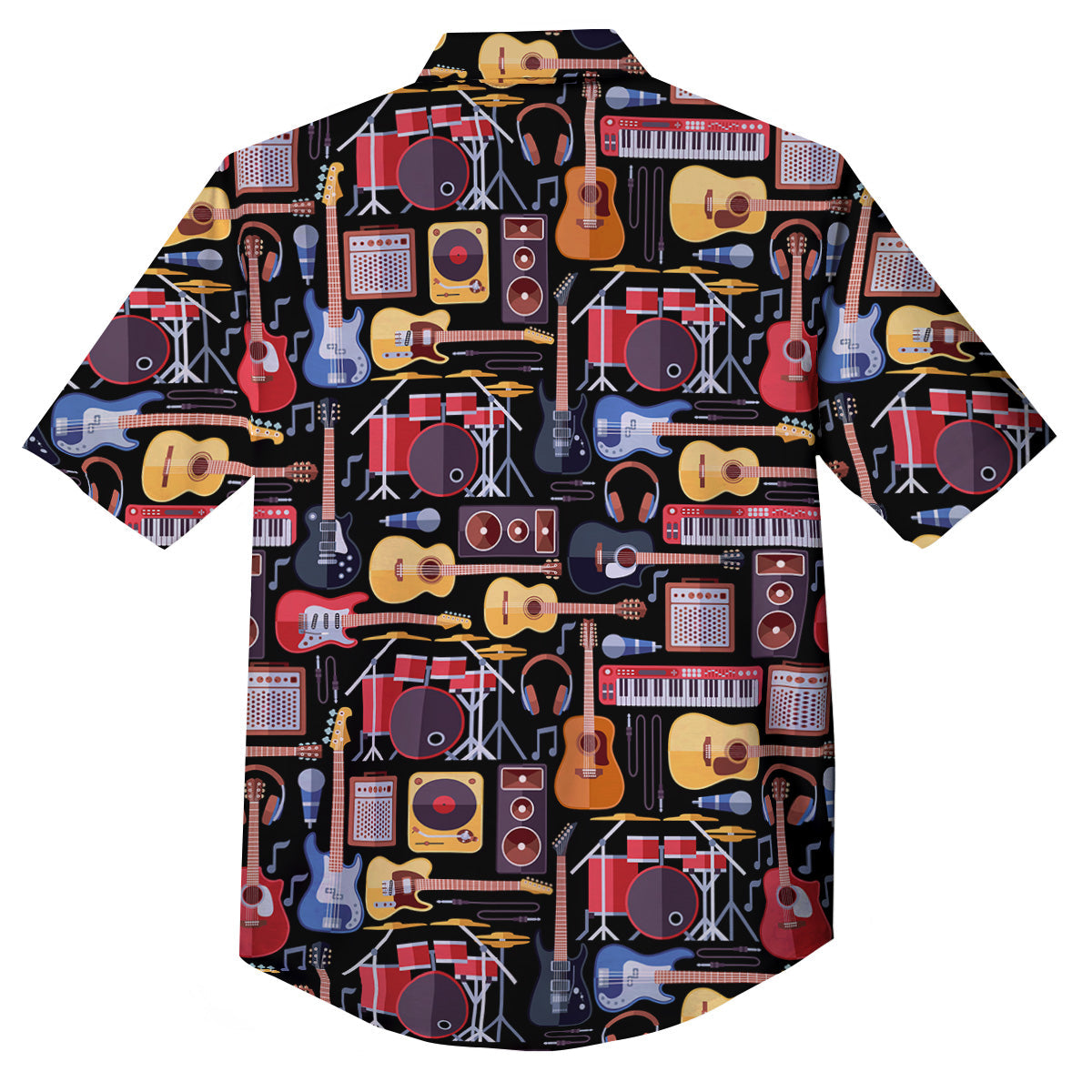 Music Instruments Print Pattern Button Up Shirt-grizzshop