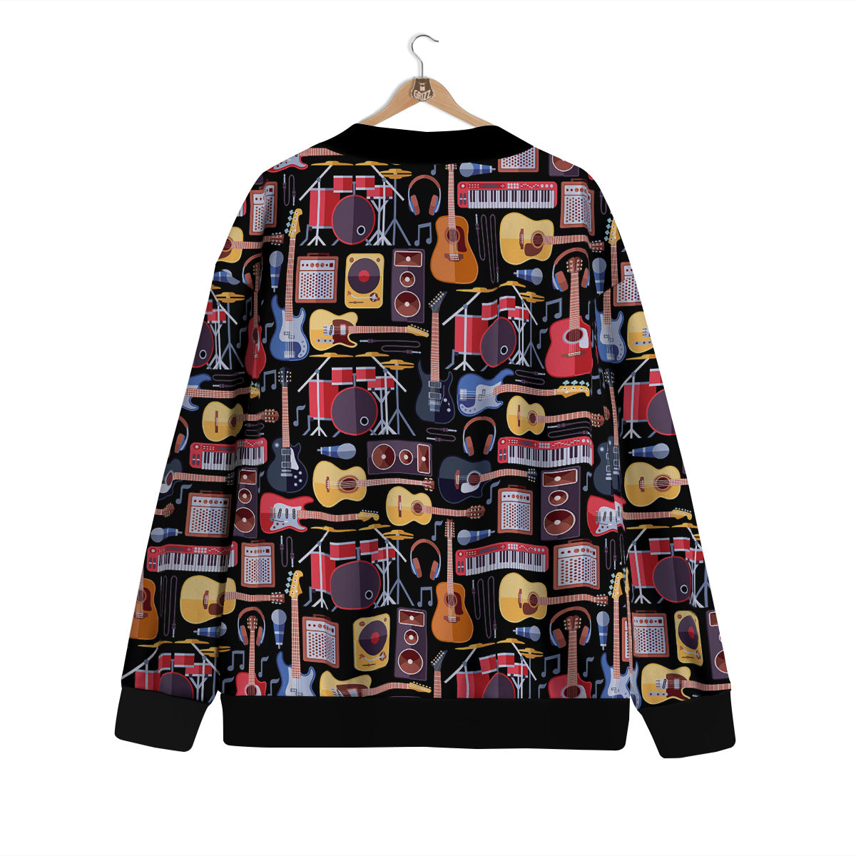 Music Instruments Print Pattern Cardigan-grizzshop