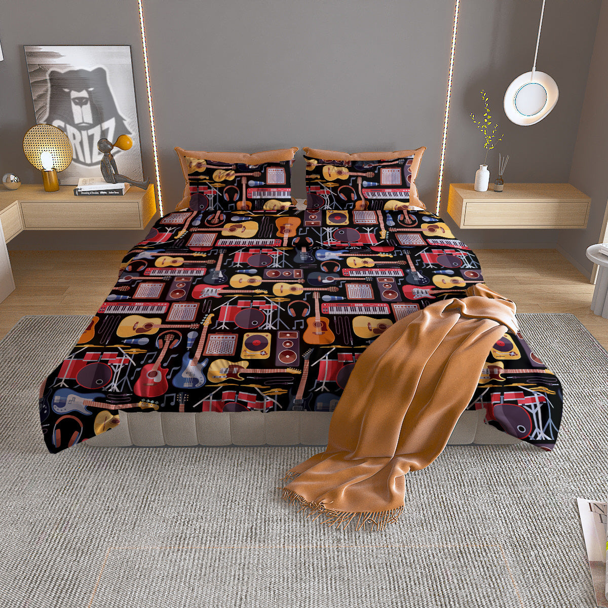 Music Instruments Print Pattern Duvet Cover Bedding Set-grizzshop