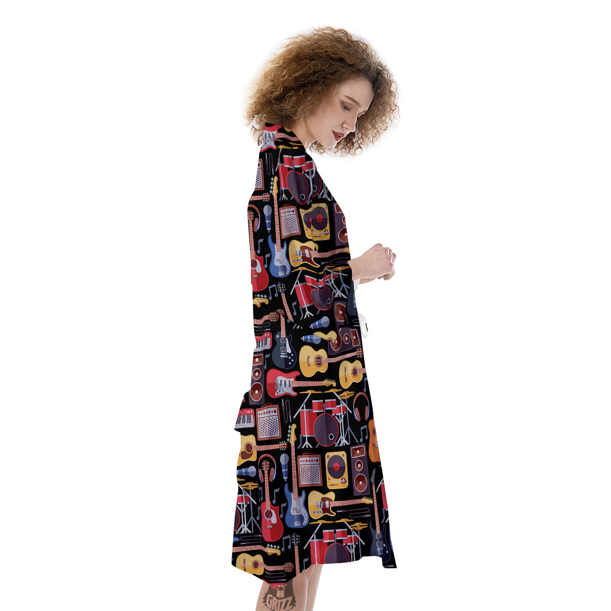 Music Instruments Print Pattern Kimono-grizzshop