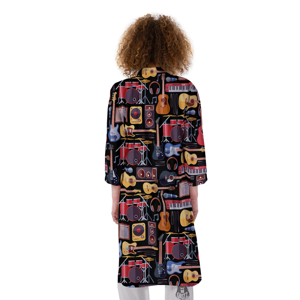 Music Instruments Print Pattern Kimono-grizzshop