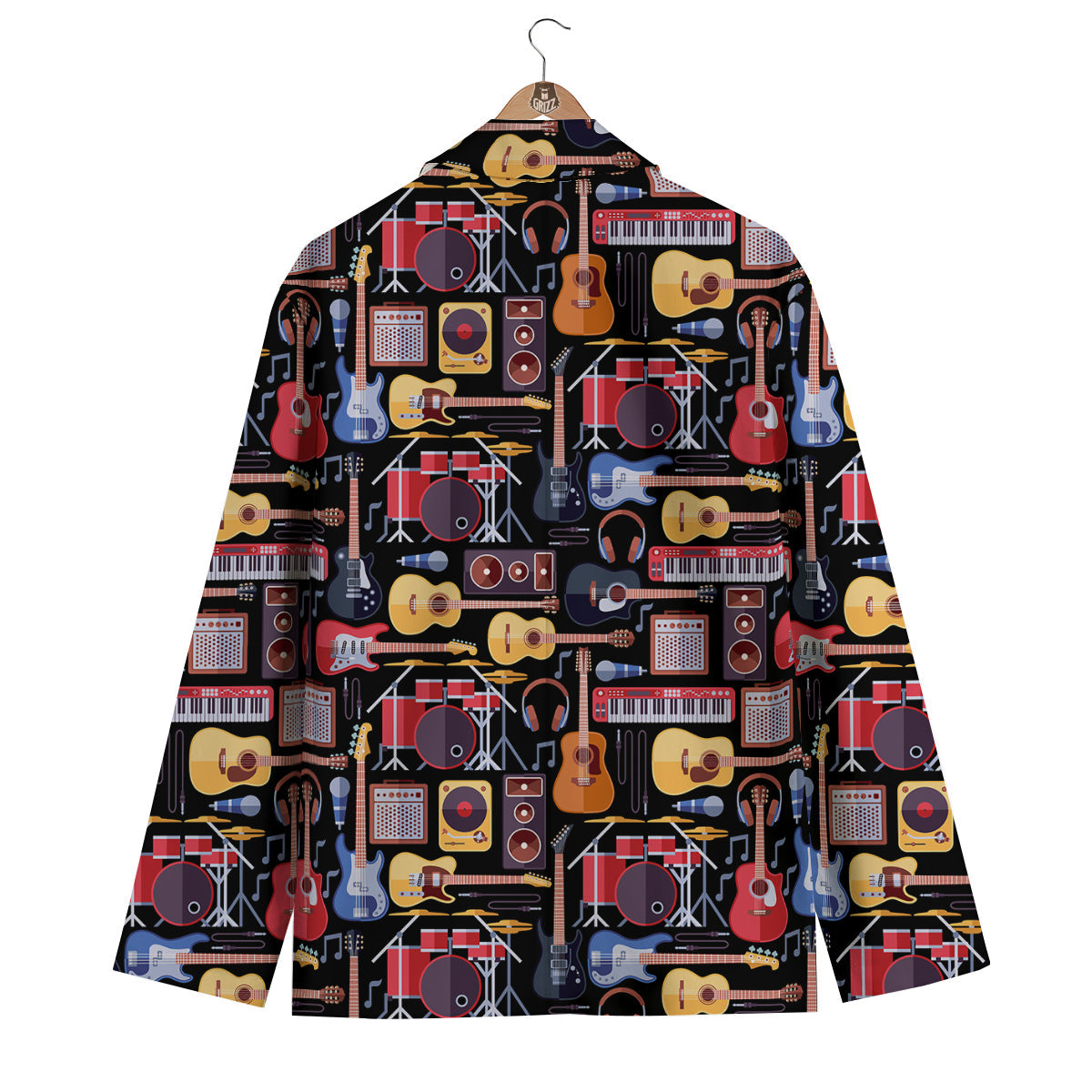Music Instruments Print Pattern Men's Blazer-grizzshop
