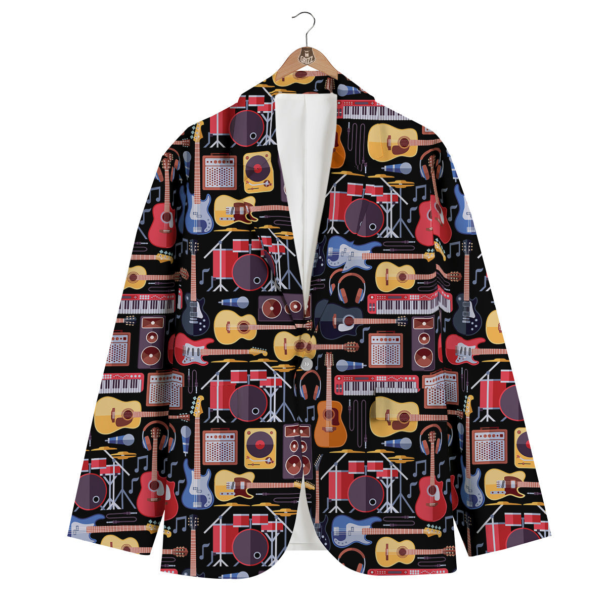 Music Instruments Print Pattern Men's Blazer-grizzshop
