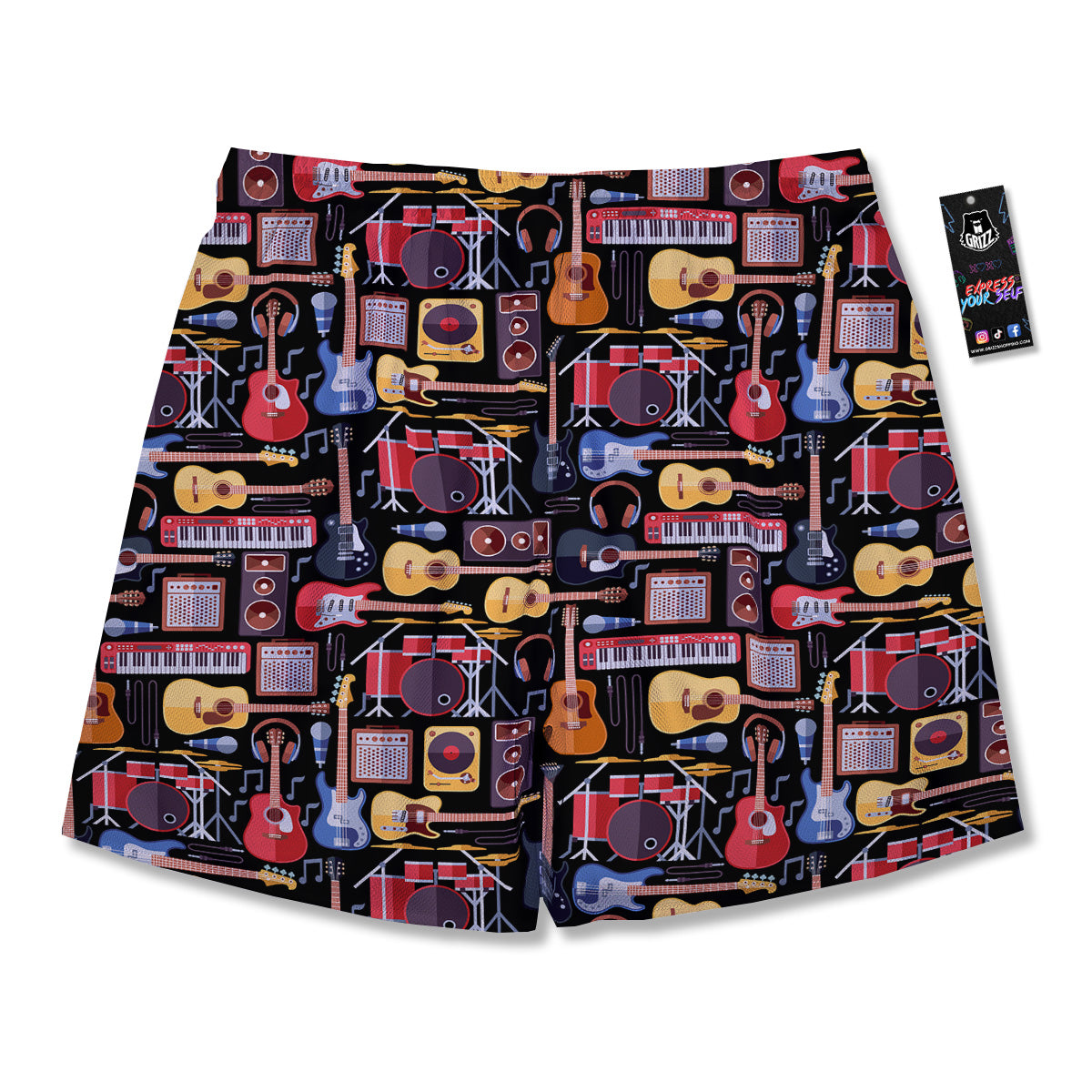 Music Instruments Print Pattern Men's Running Shorts-grizzshop