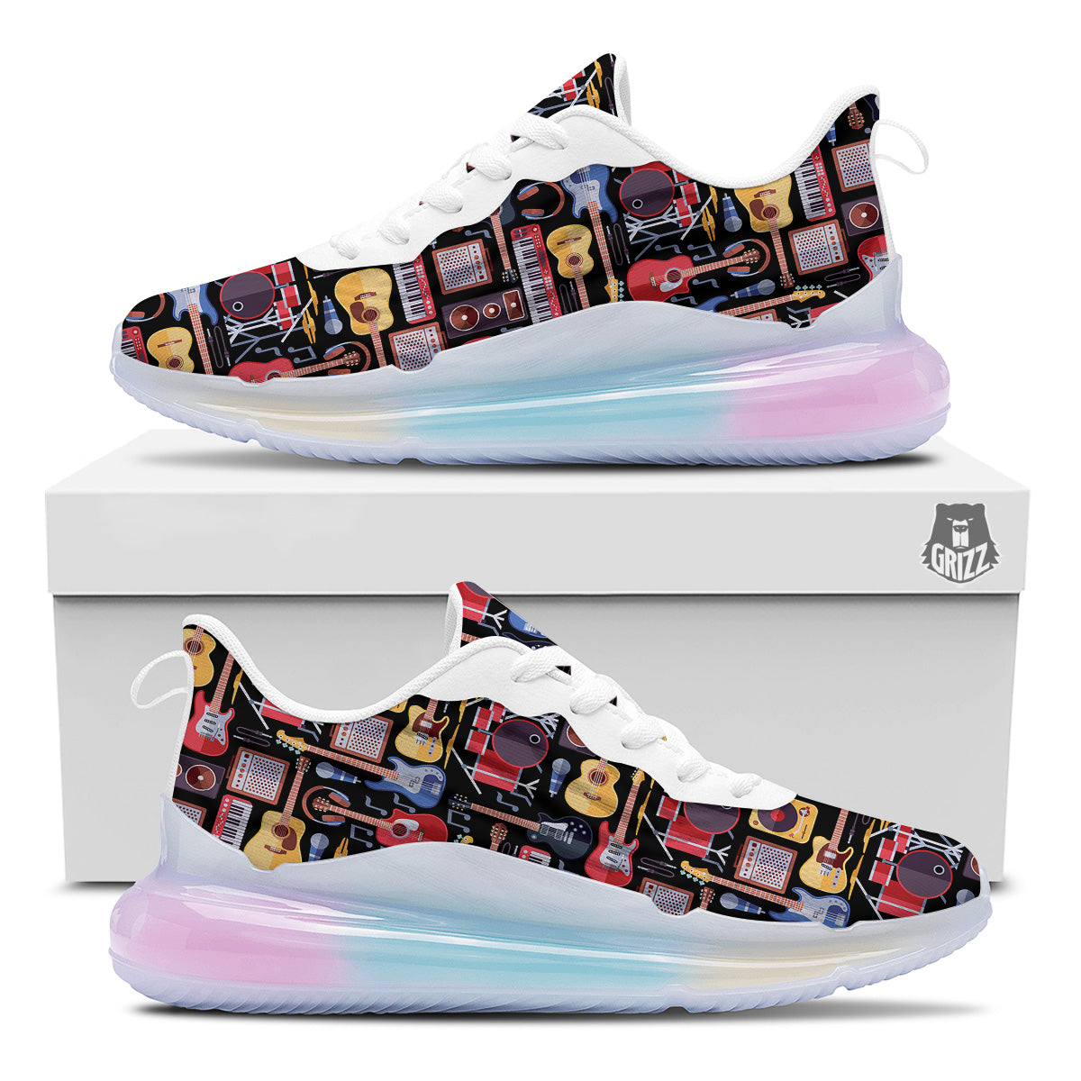 Music Instruments Print Pattern Running Sneakers-grizzshop