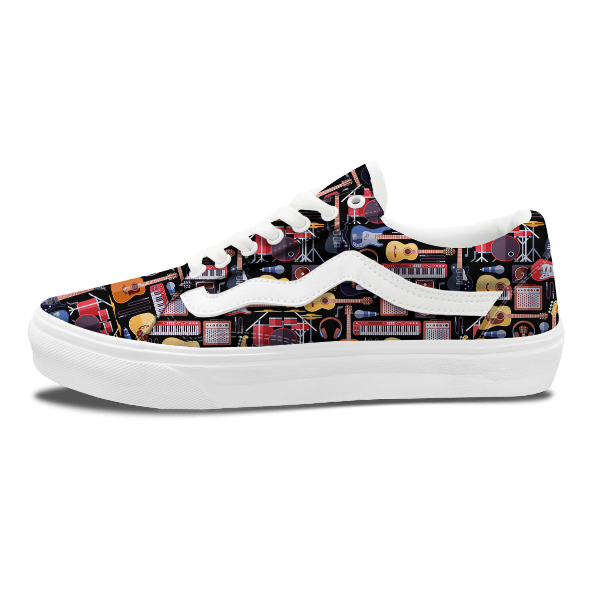 Music Instruments Print Pattern Skate Shoes-grizzshop