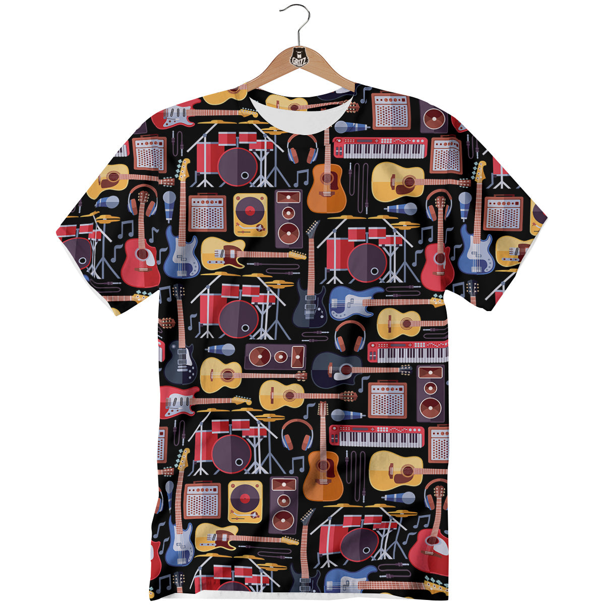 Music Instruments Print Pattern T-Shirt-grizzshop