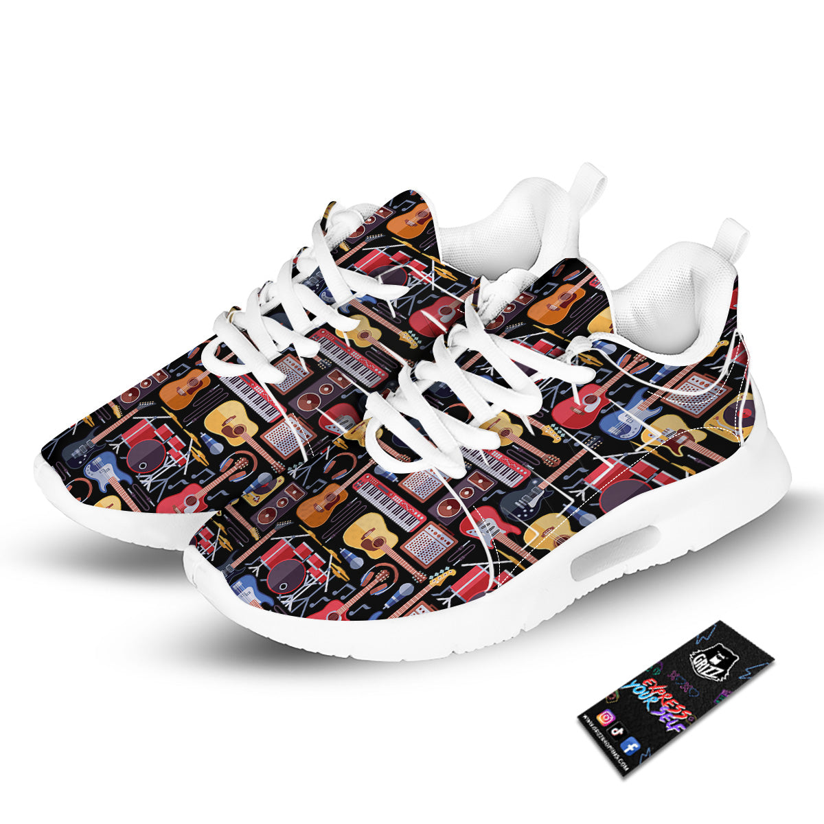 Music Instruments Print Pattern Tennis Shoes-grizzshop