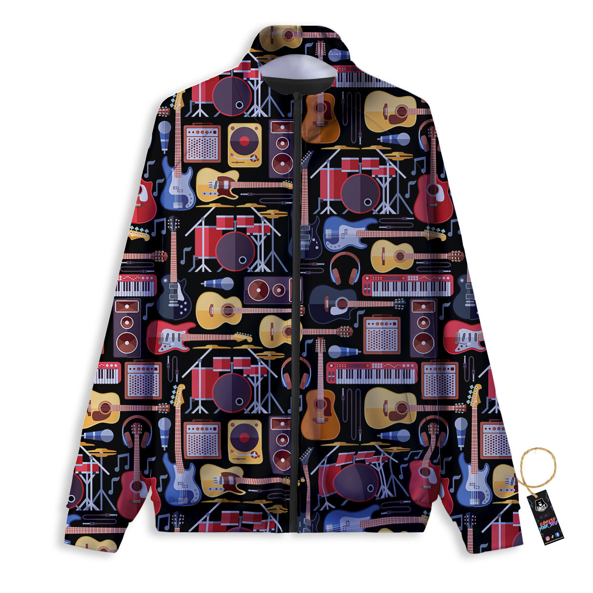 Music Instruments Print Pattern Track Jacket-grizzshop