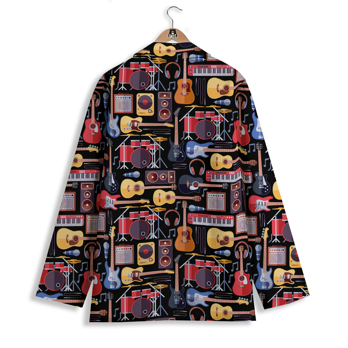 Music Instruments Print Pattern Women's Blazer-grizzshop