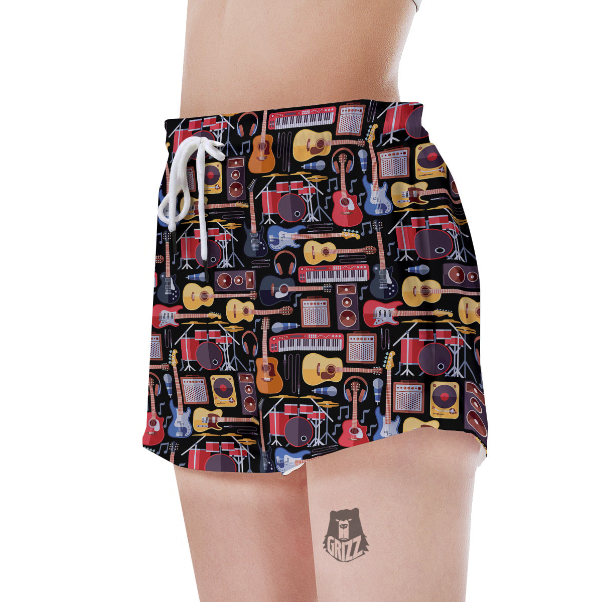 Music Instruments Print Pattern Women's Shorts-grizzshop