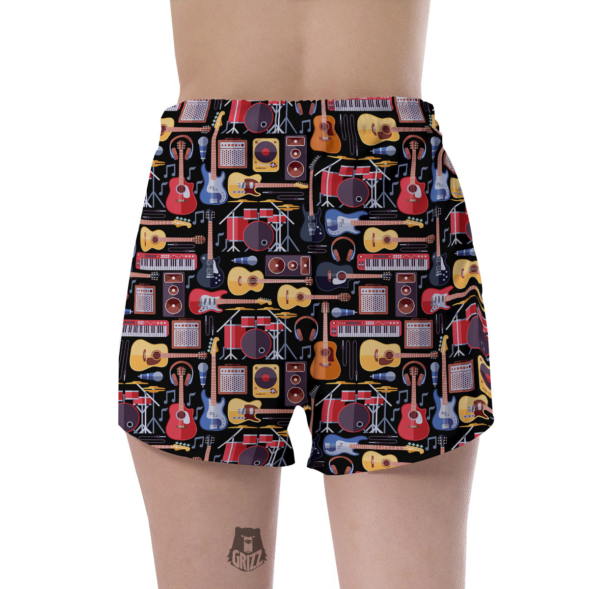 Music Instruments Print Pattern Women's Shorts-grizzshop