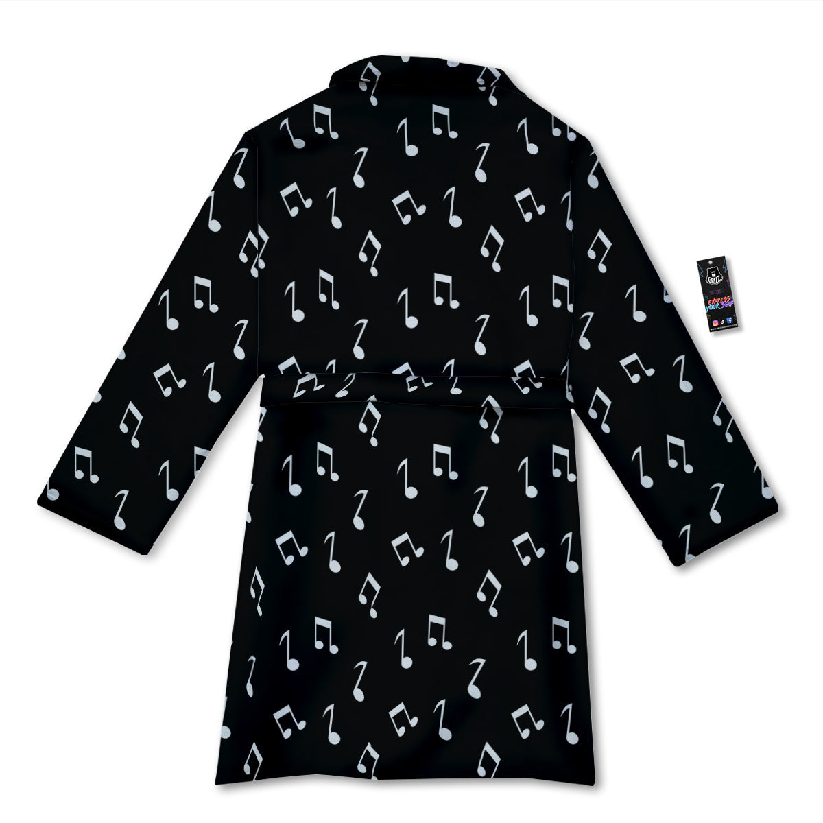 Music Note Black And White Print Pattern Bathrobe-grizzshop