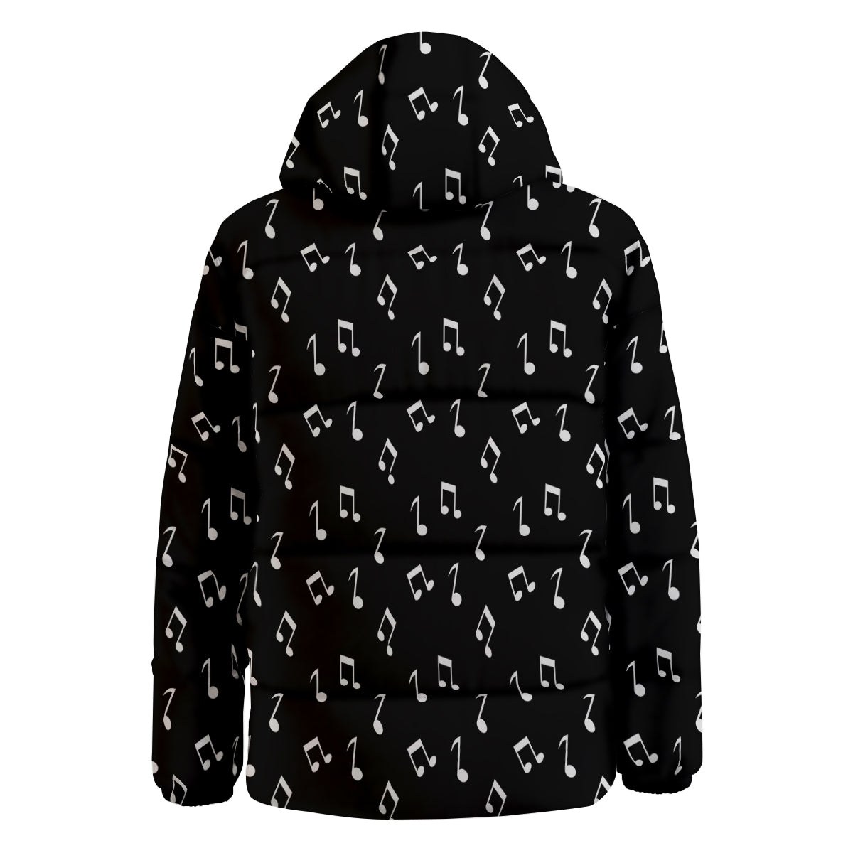 Music Note Black And White Print Pattern Down Jacket-grizzshop