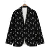 Music Note Black And White Print Pattern Men's Blazer-grizzshop