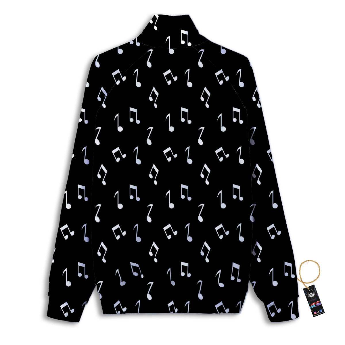 Music Note Black And White Print Pattern Track Jacket-grizzshop