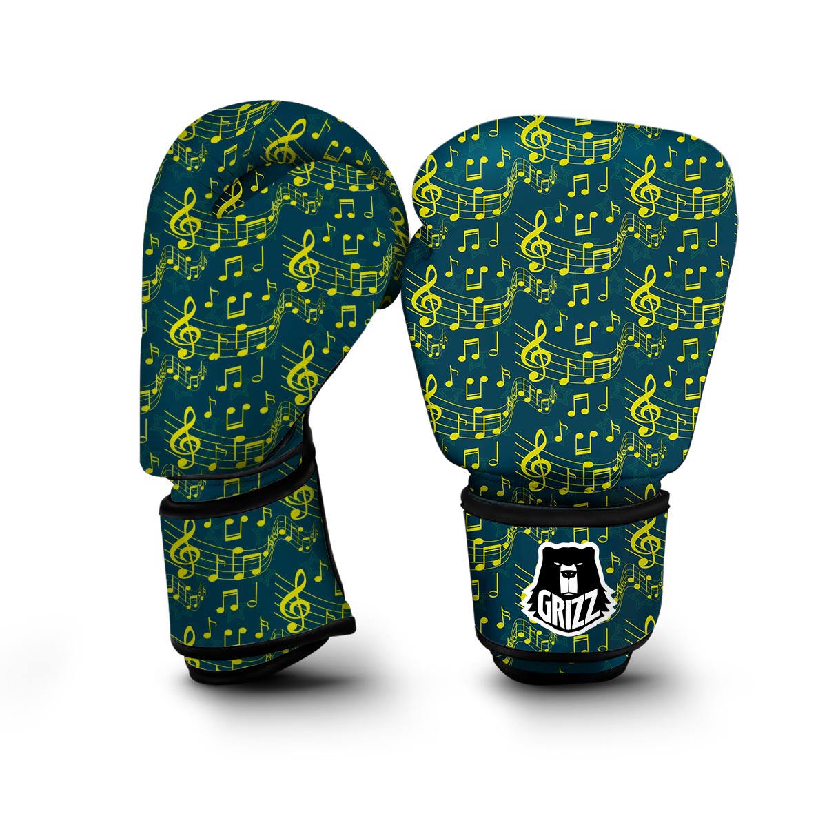 Music Note Pattern Print Boxing Gloves-grizzshop