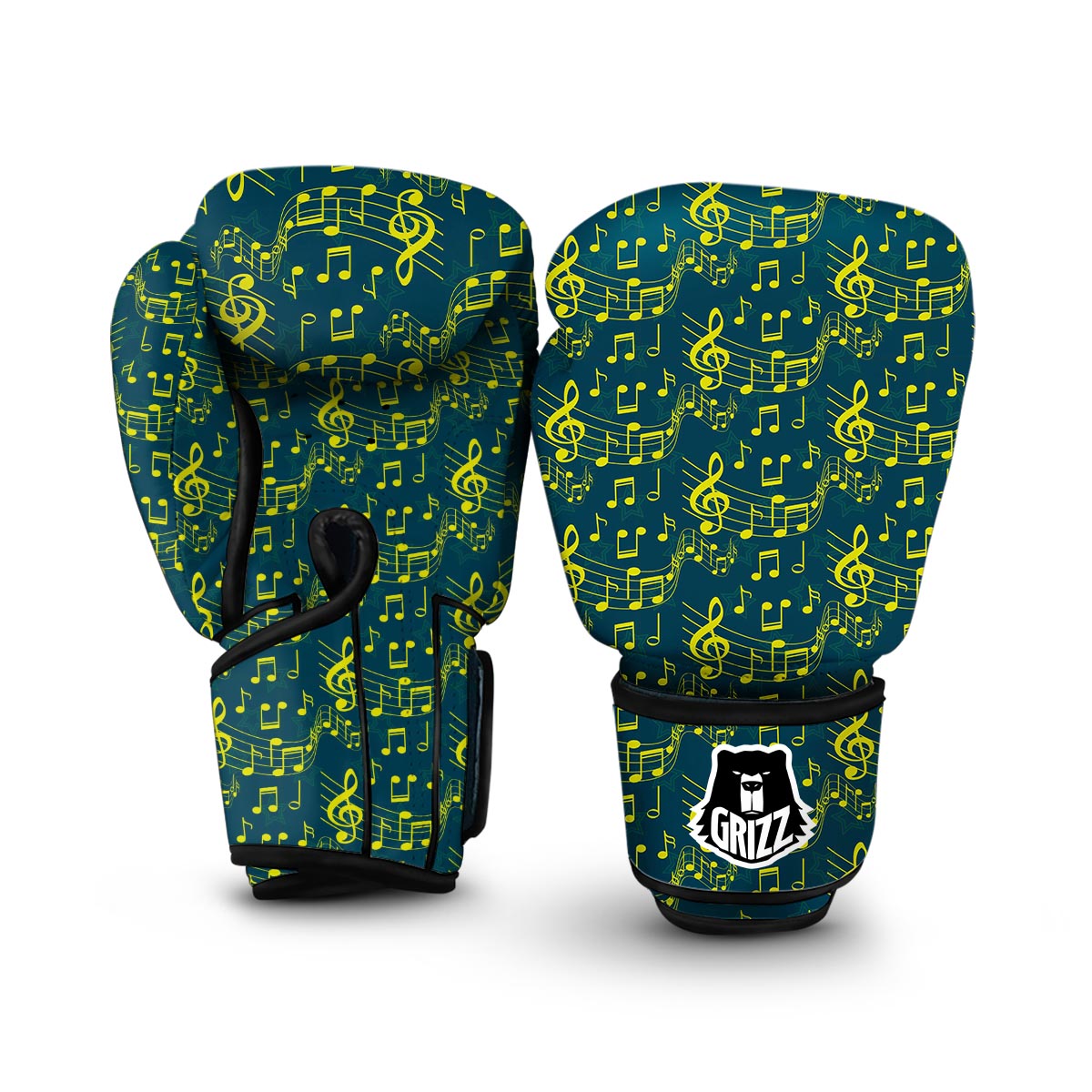 Music Note Pattern Print Boxing Gloves-grizzshop