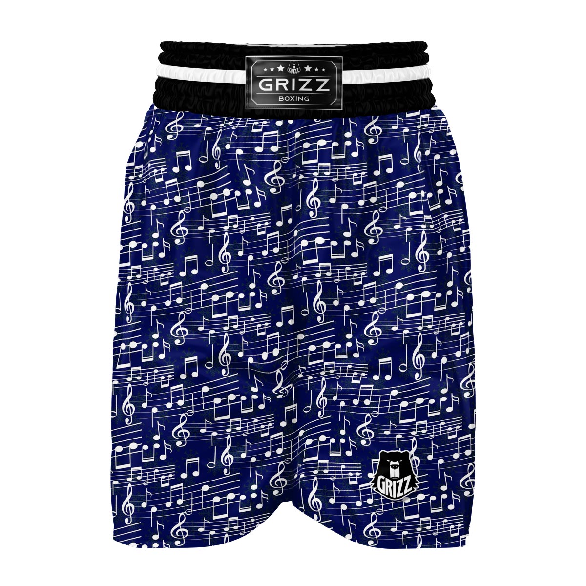 Music Note Print Pattern Boxing Shorts-grizzshop