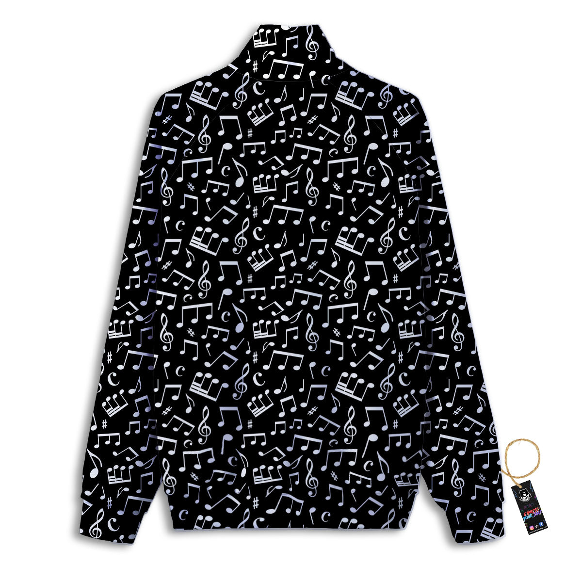 Music Note White And Black Print Pattern Track Jacket-grizzshop
