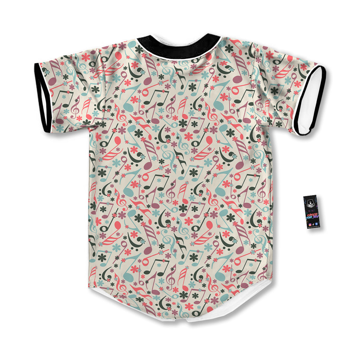 Music Notes Cute Print Pattern Baseball Jersey-grizzshop