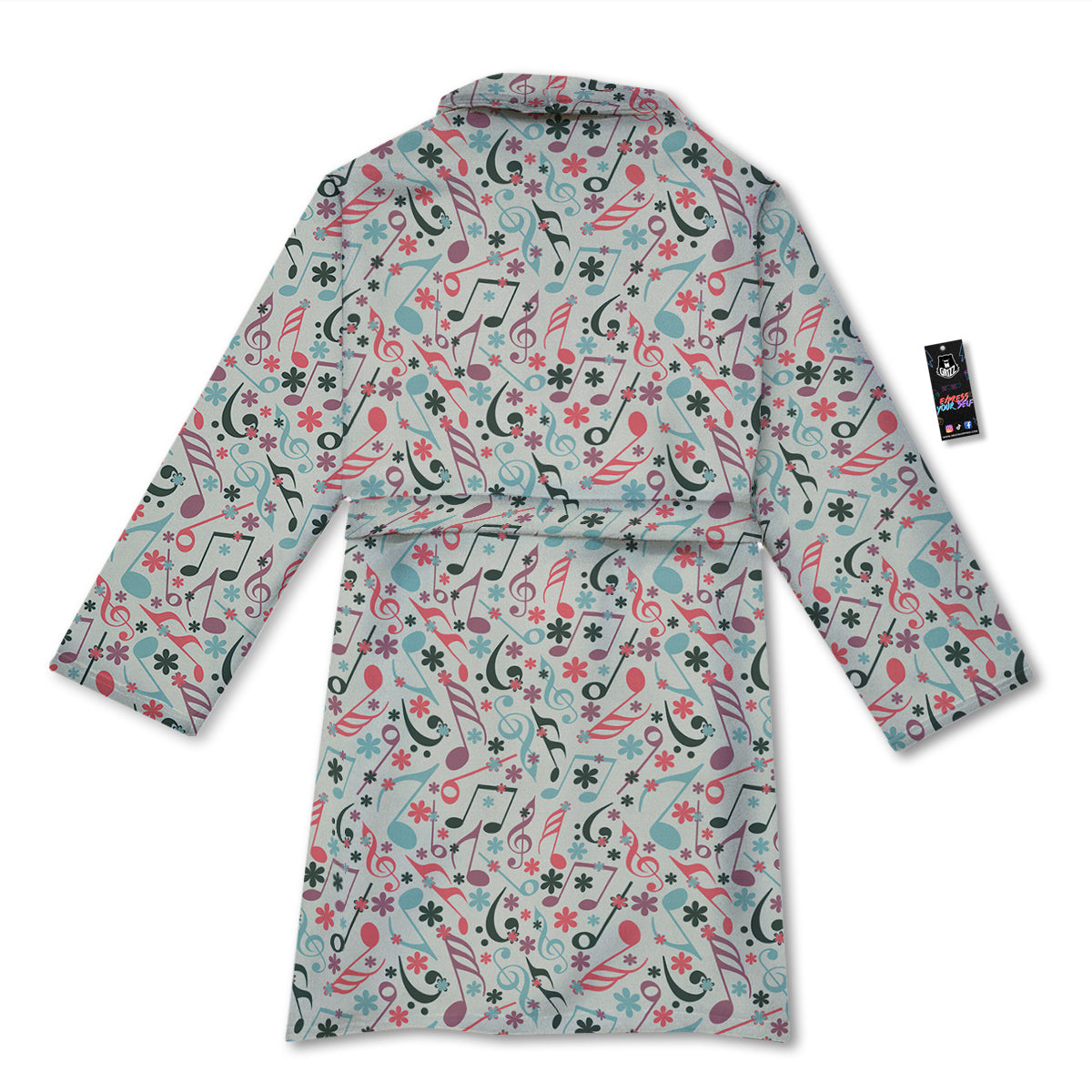 Music Notes Cute Print Pattern Bathrobe-grizzshop
