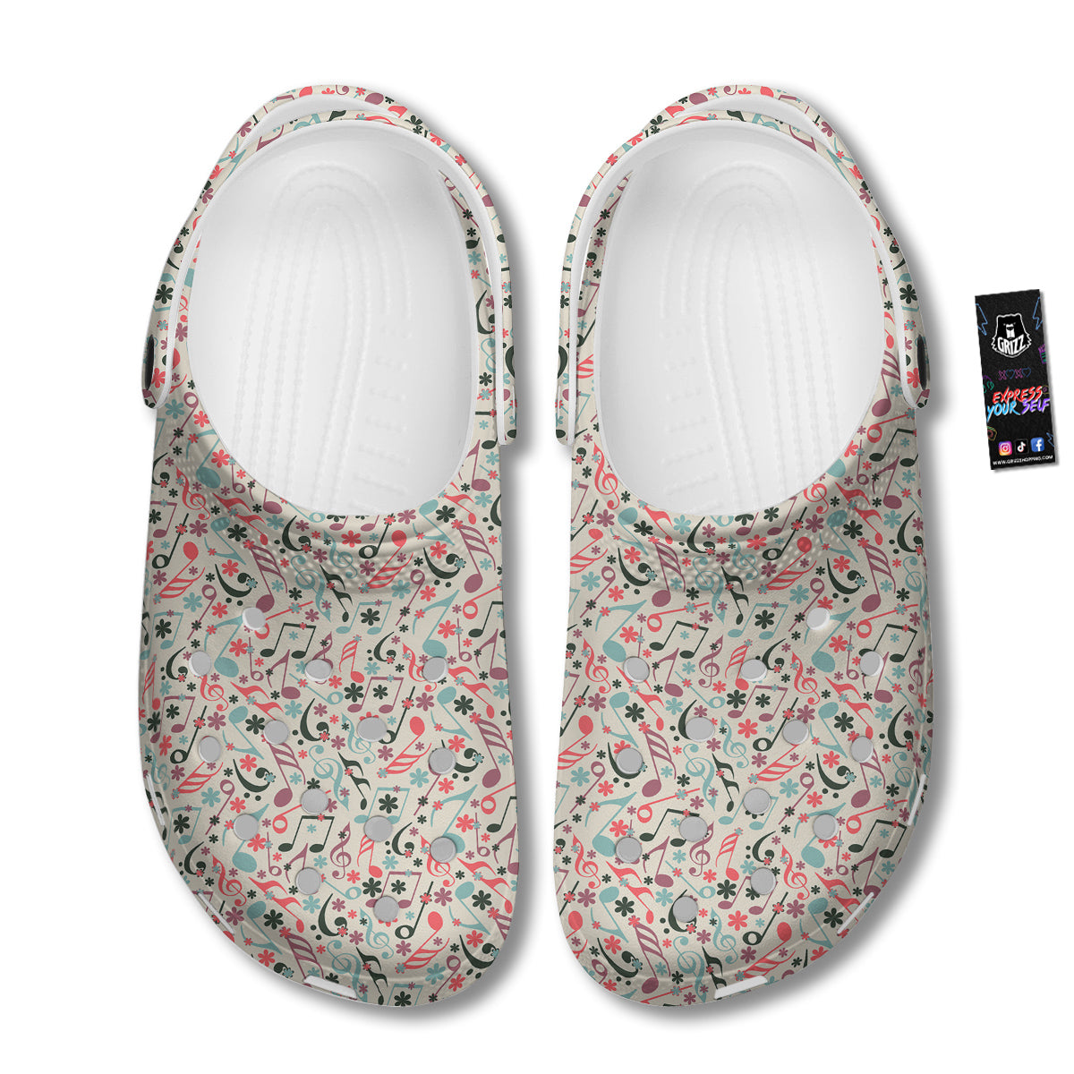 Music Notes Cute Print Pattern Clog-grizzshop