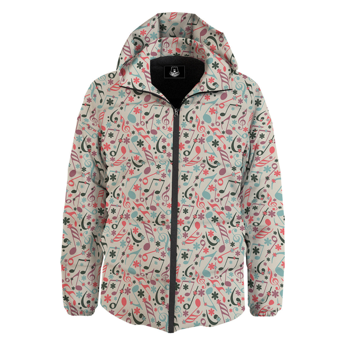 Music Notes Cute Print Pattern Down Jacket-grizzshop