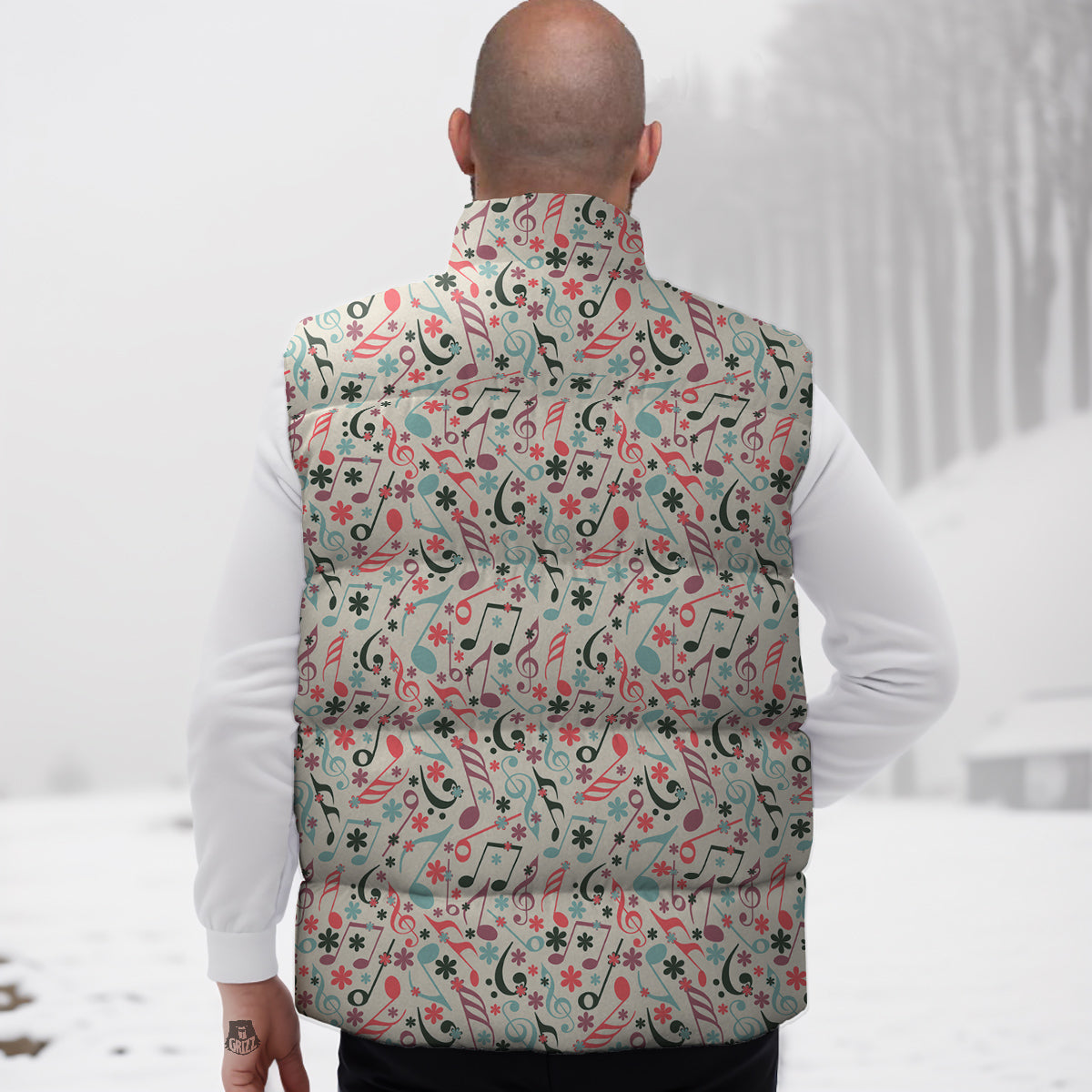Music Notes Cute Print Pattern Down Vest-grizzshop
