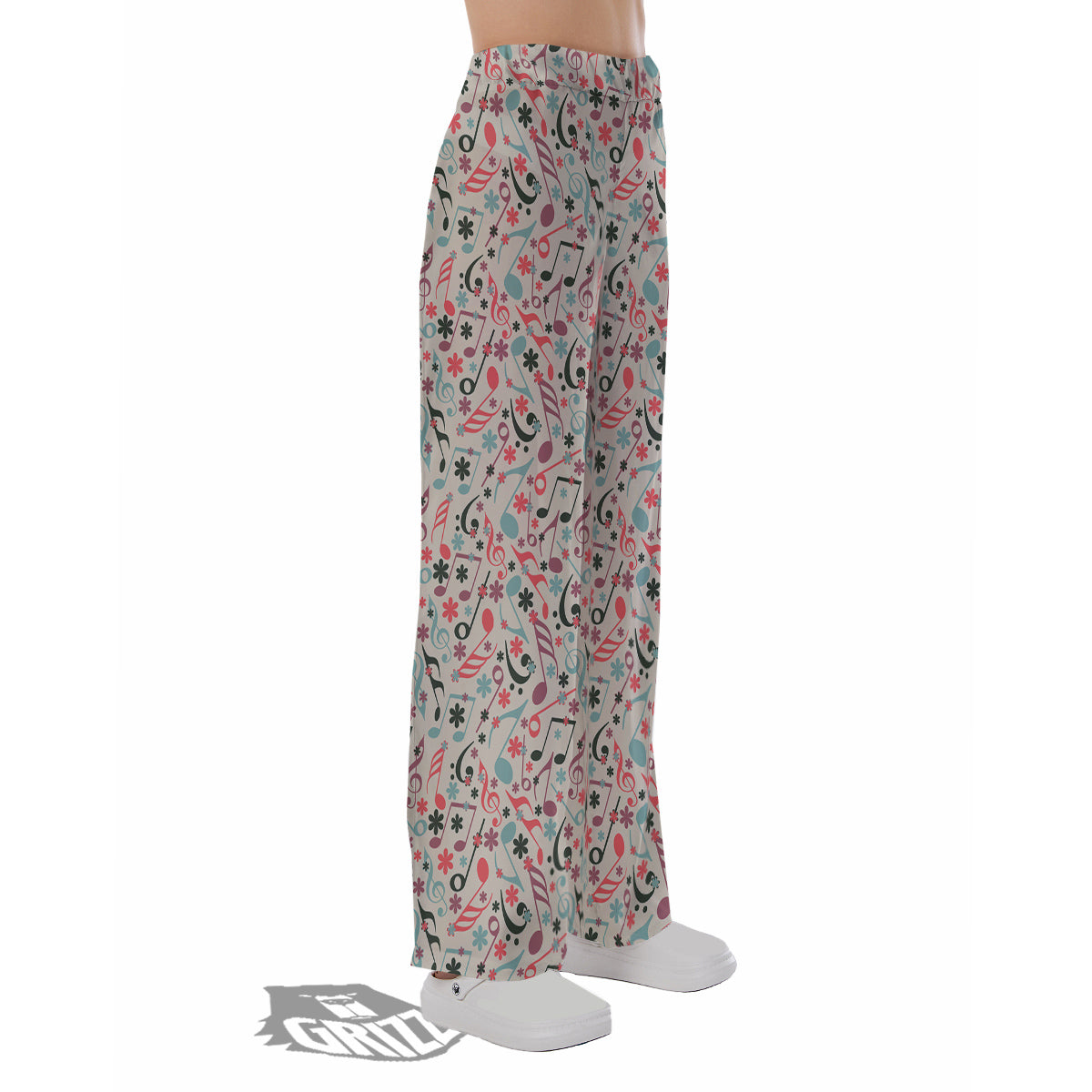 Music Notes Cute Print Pattern Pajama Pants-grizzshop