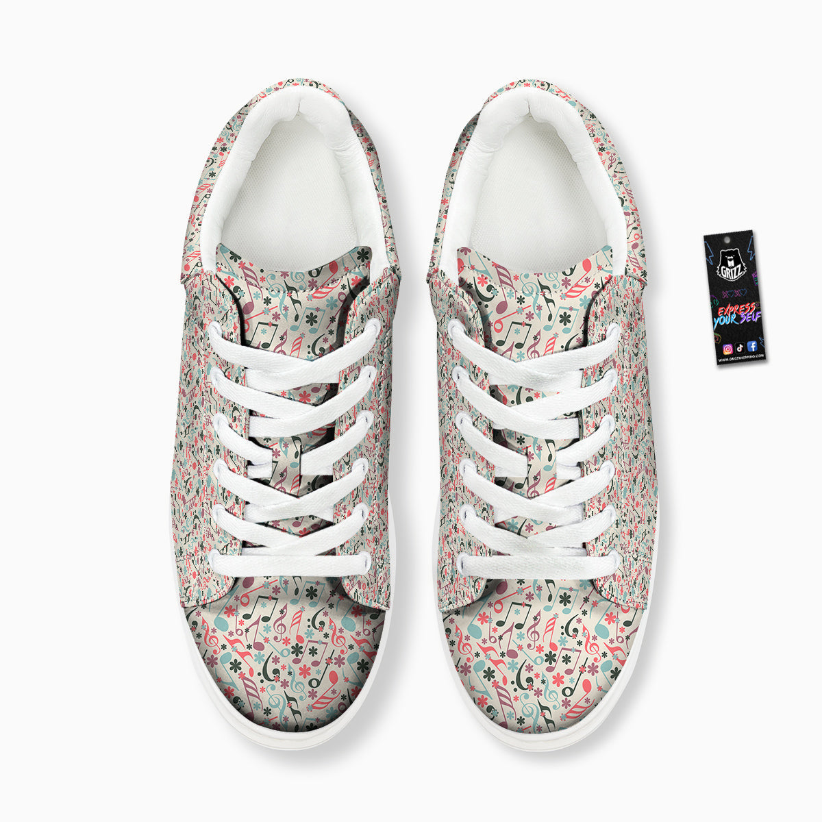 Music Notes Cute Print Pattern Platform Shoes-grizzshop
