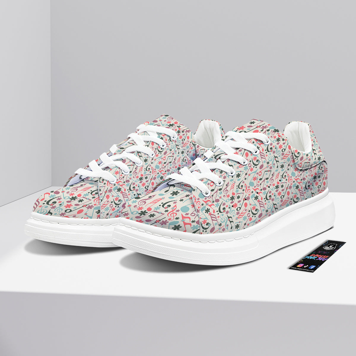 Music Notes Cute Print Pattern Platform Shoes-grizzshop