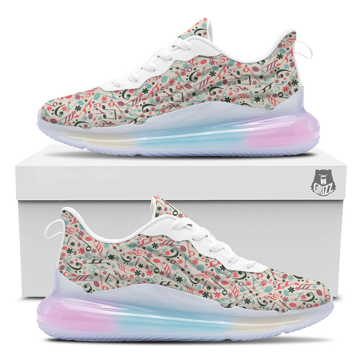 Music Notes Cute Print Pattern Running Sneakers-grizzshop