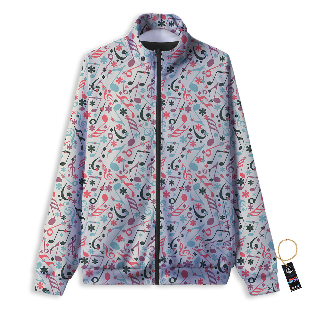 Music Notes Cute Print Pattern Track Jacket-grizzshop