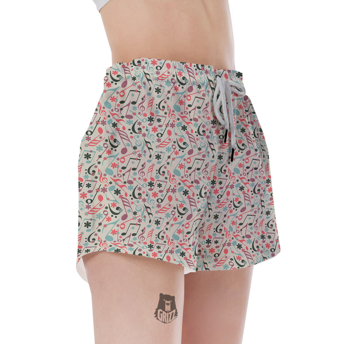 Music Notes Cute Print Pattern Women's Shorts-grizzshop