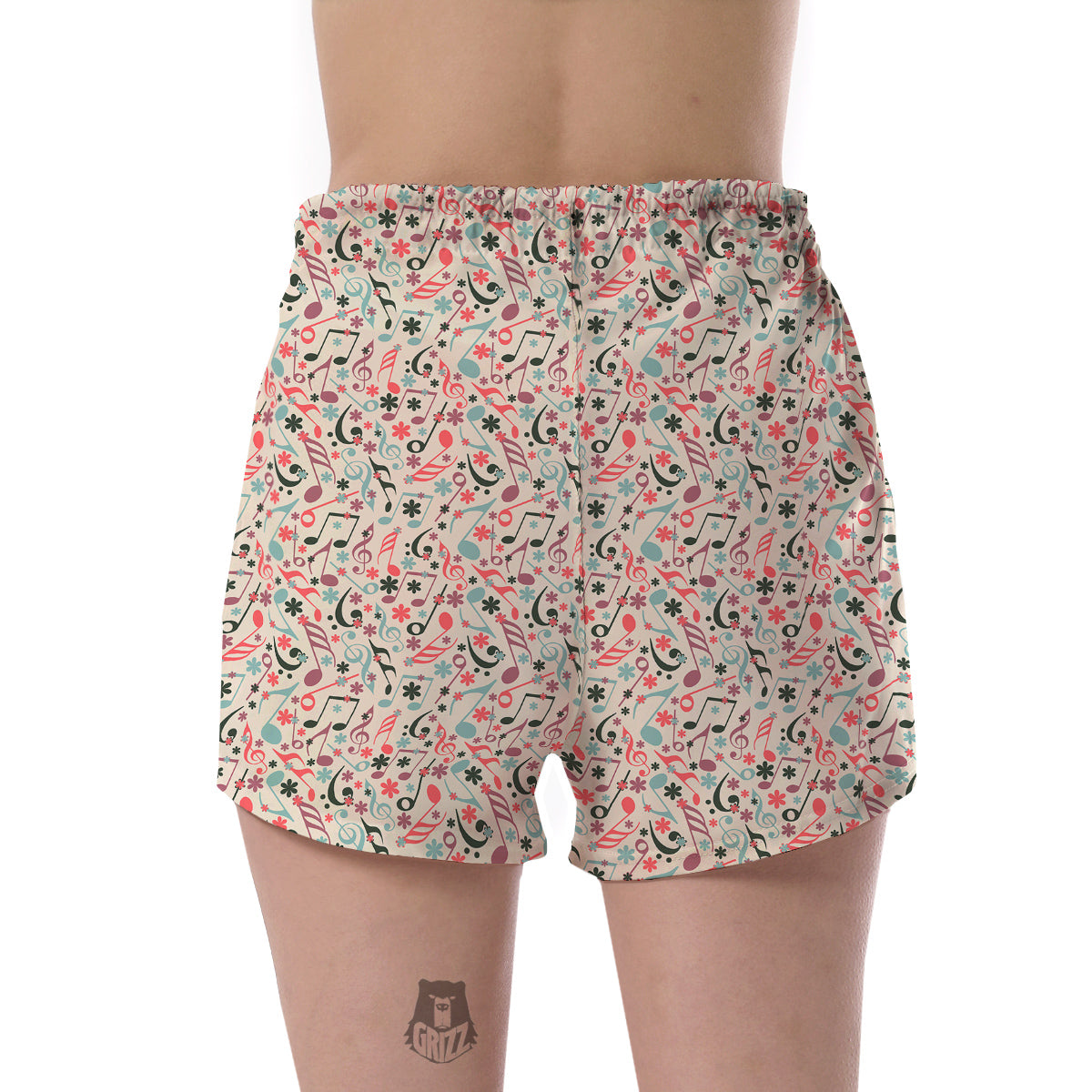 Music Notes Cute Print Pattern Women's Shorts-grizzshop