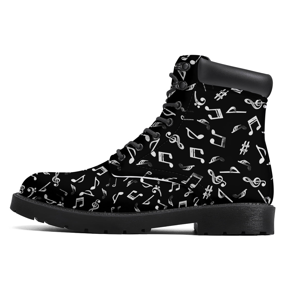 Music Notes Watercolor Print Pattern Boots-grizzshop