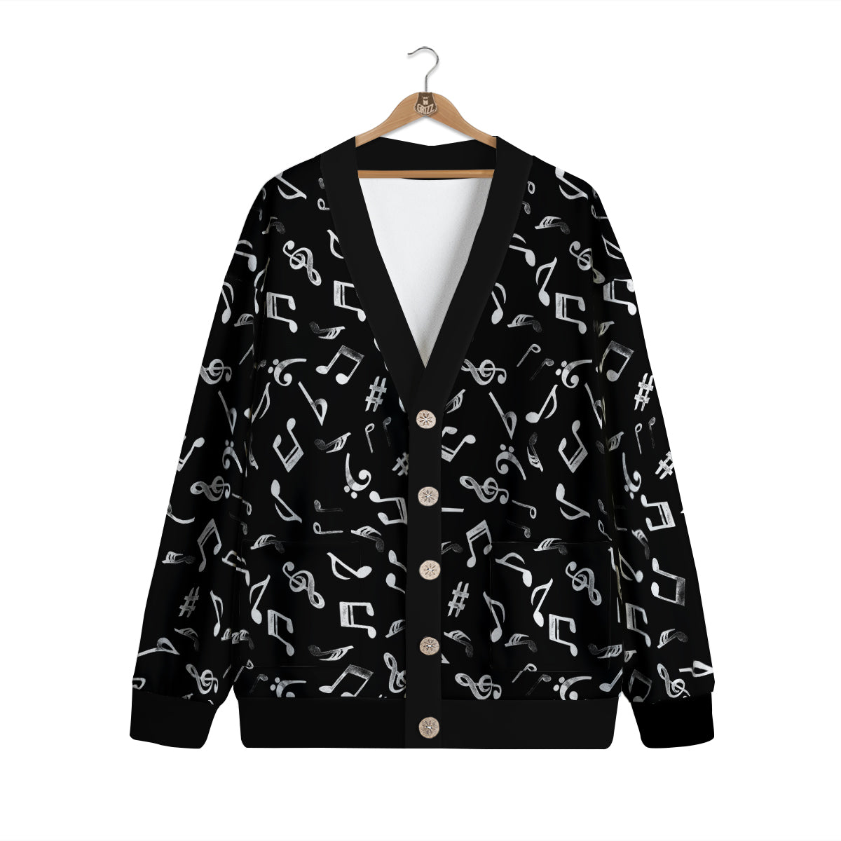 Music Notes Watercolor Print Pattern Cardigan – Grizzshopping