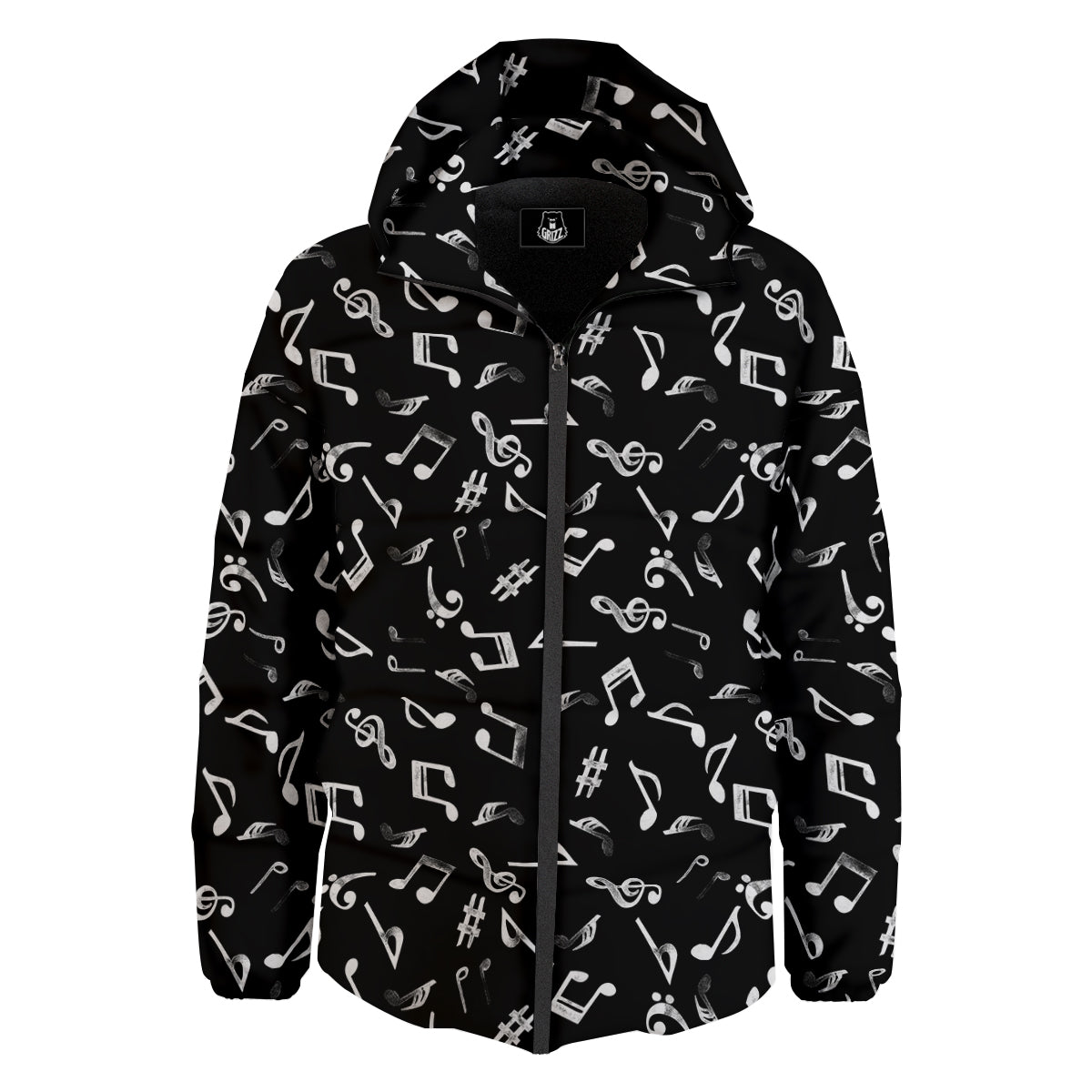 Music Notes Watercolor Print Pattern Down Jacket-grizzshop