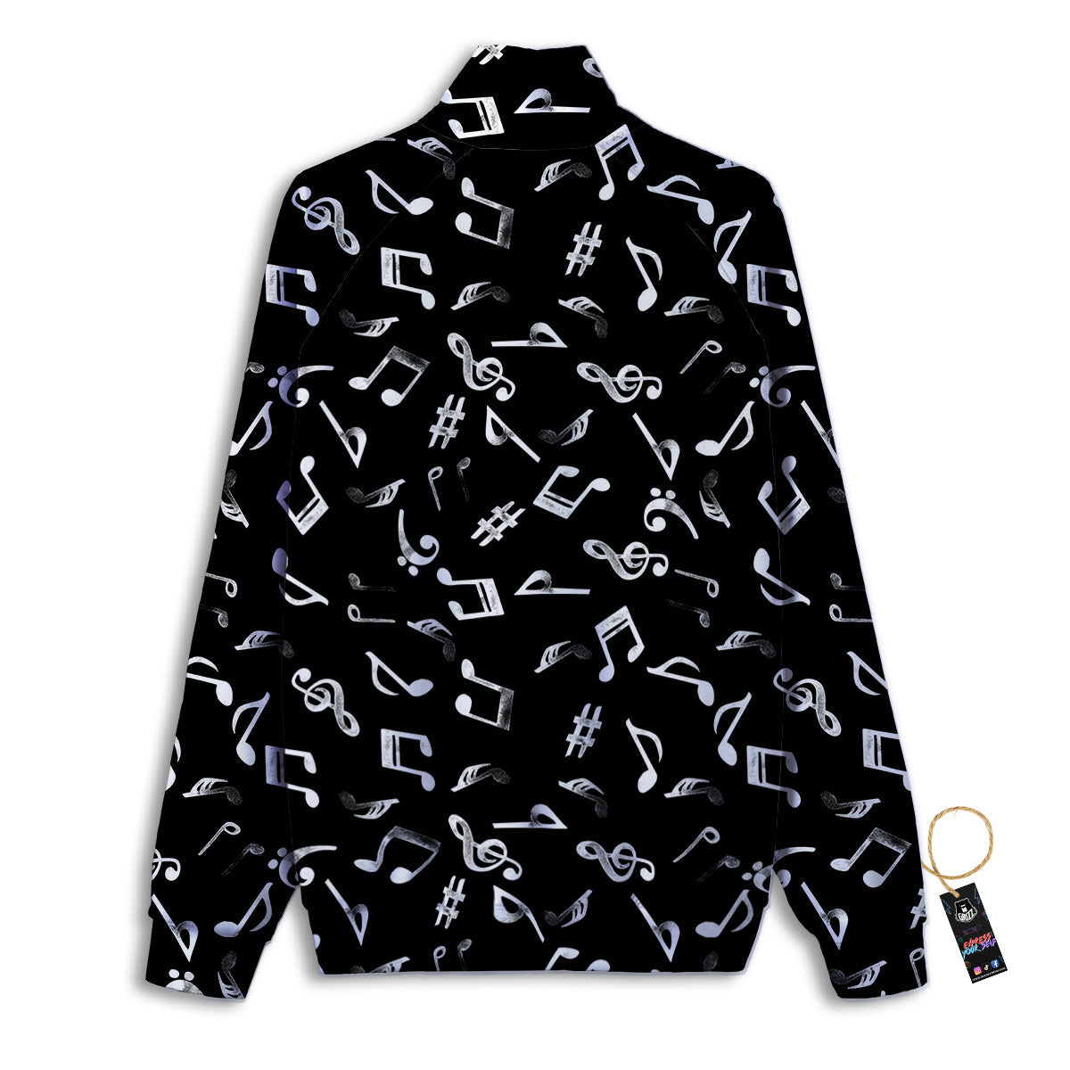 Music Notes Watercolor Print Pattern Track Jacket-grizzshop