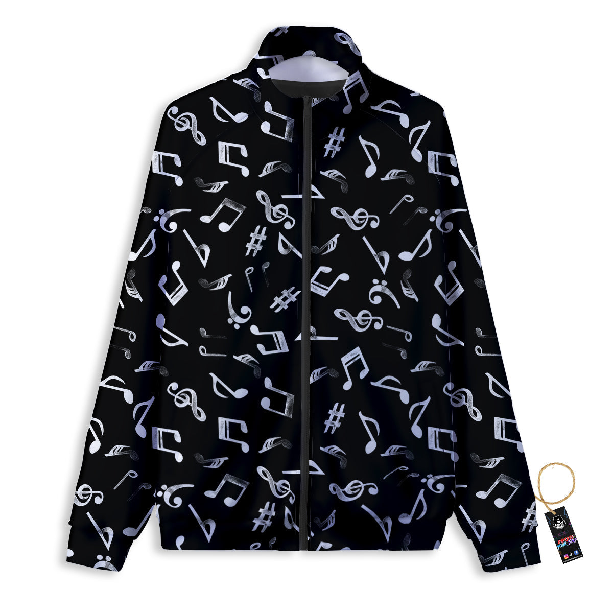 Music Notes Watercolor Print Pattern Track Jacket-grizzshop