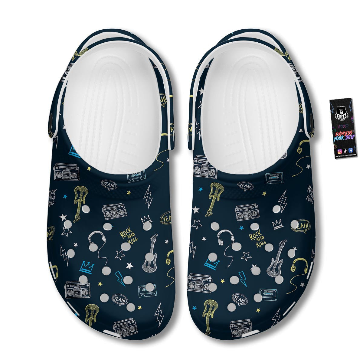 Music Rock And Roll Print Pattern Clog-grizzshop