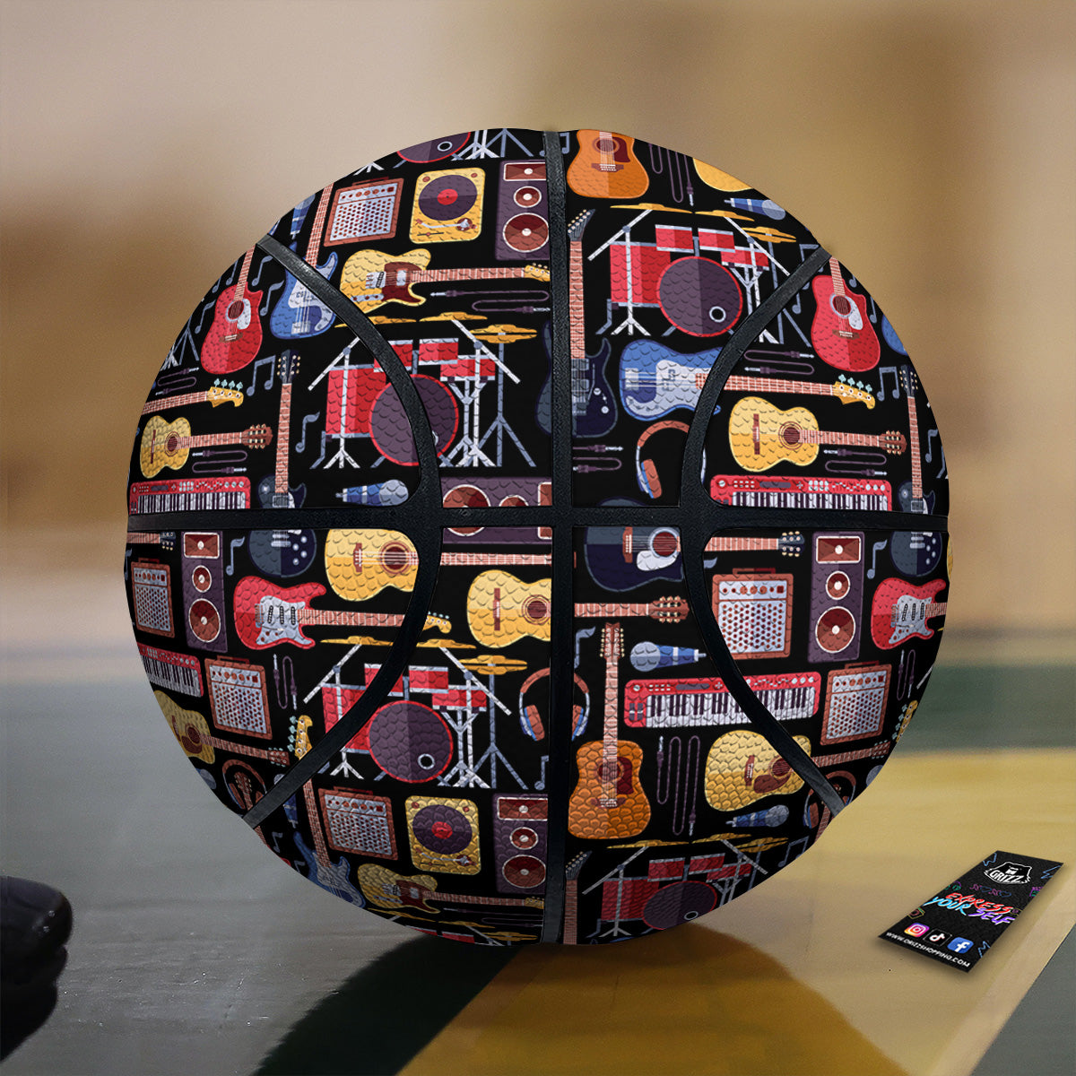 Music Instruments Print Pattern Basketball